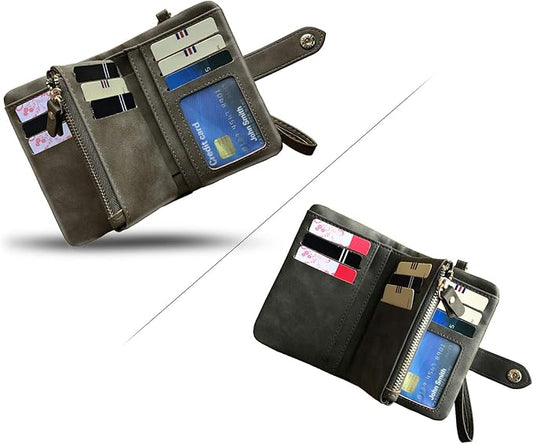 PofeeXIO Petits portefeuilles pliants en cuir pour femmes