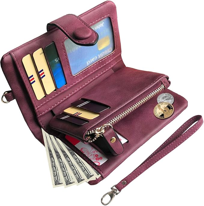 PofeeXIO Petits portefeuilles pliants en cuir pour femmes