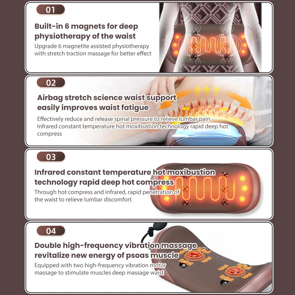 Electric Full Body Massage matstress With Heating Hand Control should check check check wait Airbag Back kneeding vibration Massage Cushion - Beauté heureuse