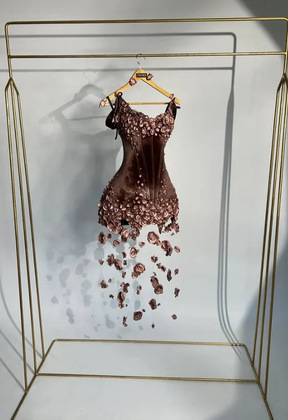 CENXUAN – robe De soirée courte à fleurs 3D, style sirène, bretelles Spaghetti, robe De Cocktail, personnalisée