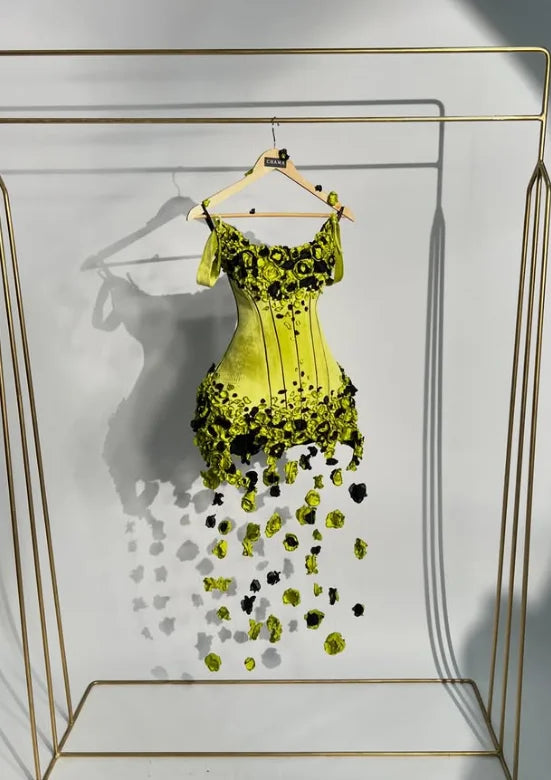 CENXUAN – robe De soirée courte à fleurs 3D, style sirène, bretelles Spaghetti, robe De Cocktail, personnalisée