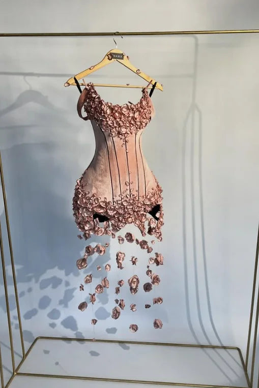 CENXUAN – robe De soirée courte à fleurs 3D, style sirène, bretelles Spaghetti, robe De Cocktail, personnalisée
