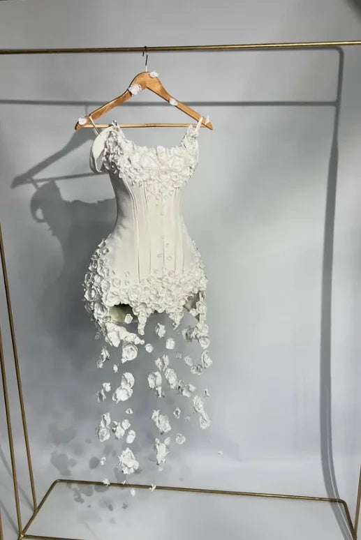 CENXUAN – robe De soirée courte à fleurs 3D, style sirène, bretelles Spaghetti, robe De Cocktail, personnalisée
